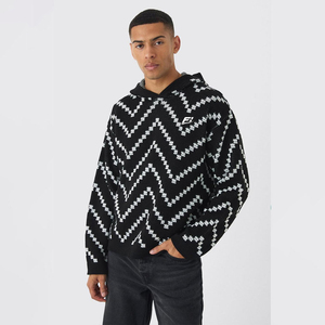Pulls à capuche surdimensionnés en tricot personnalisés pour fabricants en gros, sweats à capuche en molleton 100 % coton tricoté sur mesure - Product Image 1