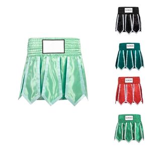 Falda de Boxeo Azul Satinado con Logotipo Personalizado, de Alta Calidad, Transpirable, para Artes Marciales, Ropa de Combate Profesional, Shorts de Muay Thai - Product Image 2
