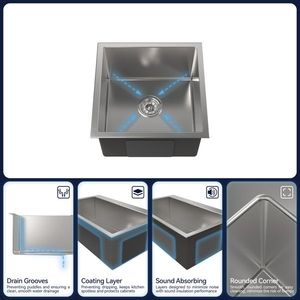 Lavello da Cucina Moderno 45x45 cm in Acciaio Inox S304 a Vasca Singola da Incasso con Workstation - Product Image 2
