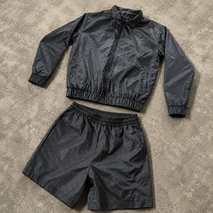Windbreaker Jacket and Shorts Set for Men Lightweight Zip Front Sportswear <b>Waterproof</b> Casual Streetwear OEM ODM Private Label - Product Image 1