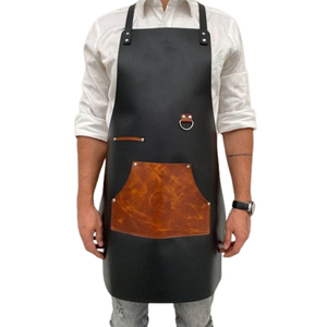 Tablier unisexe en cuir véritable marron avec poche, imperméable, respirant, séchage rapide, tenue de travail professionnelle, uniforme d'atelier, durable, artisanal - Product Image 5