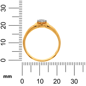 Anillo Solitario de Oro Amarillo Macizo con Diamante Redondo y Diseño de Banda Geométrica Única con Cuadrado Recortado - Product Image 5