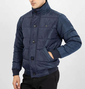 Veste matelassée légère OEM personnalisée coupe-vent imperméable vintage avec logo frontal, col montant, rembourrage en coton, unisexe, pour l'hiver - Product Image 1