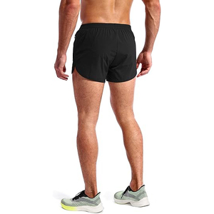 Shorts de sport pour homme, noirs, unis, avec impression par sublimation, coupe classique, séchage rapide, légers, avec poche pour téléphone - Product Image 4