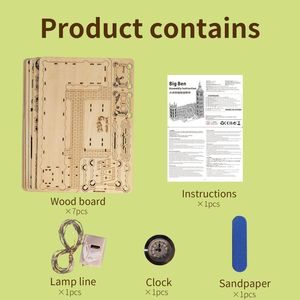 Puzzle 3D in Legno, Kit di Costruzione Fai-da-Te, Modello Big Ben, Regalo di Natale Unico per Arredamento Casa e Orologio da Scrivania Creativo per Famiglia - Product Image 2
