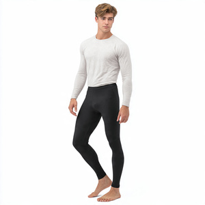 <b>Men's</b> Solid High Quality Compression Leggings <b>Base</b> <b>Layer</b> Knitted Seamless Quick Dry Breathable Elastic Waist Workout Fitness - Product Image 5