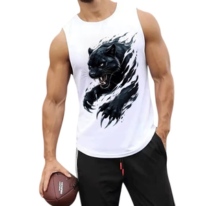 Débardeur Homme Nouvelle Collection Qualité Supérieure Imprimé Panthère Noire Débardeur Homme Décontracté Sans Manches Gilet Sport Col Rond Streetwear - Product Image 1