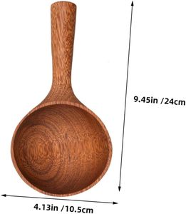 Paquete de 2 cucharas de madera para cocina, 8.5 pulgadas, cuchara grande de madera maciza para arroz, cuchara multiusos para sales de baño, para servir - Product Image 2