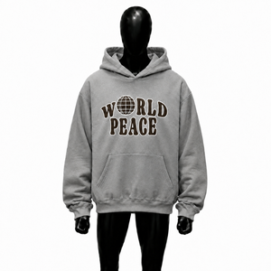 World Peace <b>Grey</b> Hoodie Oversized Streetwear Graphic Pullover Unisex Casual Fleece Hooded <b>Sweatshirt</b> Globe Print Vintage Urban - Product Image 1