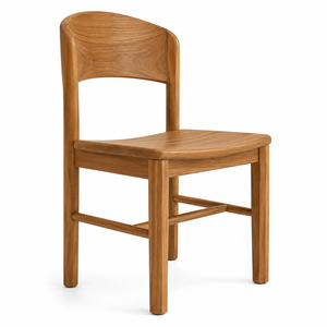 Chaise de salle à manger contemporaine en teck massif, écologique, avec dossier sculpté en forme d'arche, pour la maison, le bureau, l'hôtel, l'appartement, le parc, la villa - Product Image 2