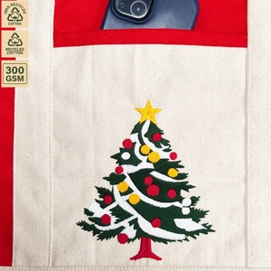 Custom Embroidered Christmas Cotton <b>Canvas</b> Tote Bag 45x35x13 cm Festive Gift Wholesale OEM Private Label Manufacturer Exporter - Product Image 2