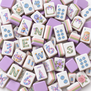 160 tuiles de Mahjong américaines en acrylique à quatre couches avec marquages clairs, ensemble de Mahjong occidental violet pastel rose pour soirée entre filles, cadeau - Product Image 6