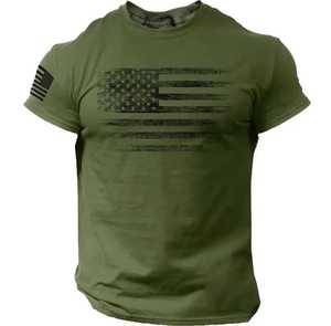 Camiseta de Manga Corta para Hombre, Cuello Redondo, con Patrón Geométrico y Logotipo Frontal, Corte Regular, Tejido de Punto Jersey, Antiencogimiento - Product Image 1