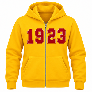 Sweat-shirt à capuche zippé pour femme PDK, design brodé avec lettres grecques, manches longues, avec poches avant - Product Image 3