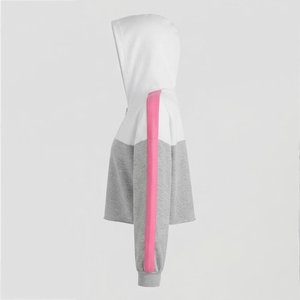 Nueva Sudadera con Capucha de Bloques de Color para Mujer con Logotipo Personalizado, Manga Larga, Estilo Corto, Informal, para Otoño, Gris, Blanco, Rosa, Tejida - Product Image 3