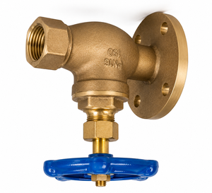 Válvula de globo de bronce de 1/2 pulgada con brida de un lado, vástago elevable roscado de un lado, tapa roscada, asiento integral y volante manual - Product Image 3