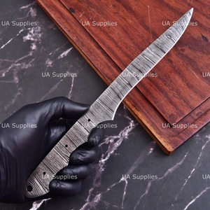Cuchillo de filetear de acero de Damasco de espiga completa, hoja en bruto, para cocina, chef o pesca, OEM ODM disponible, 12 pulgadas de longitud total, MOQs bajos - Product Image 5