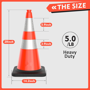CITICITY 28" PVC Traffic Cones with Black Weighted Base & Reflective Collars, Orange Safety Cones for Parking, Road Control - Product Image 2