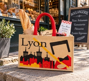 Sac shopping en jute personnalisé avec logo, sac publicitaire réutilisable en gros - Product Image 6