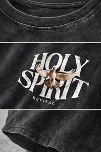 Camiseta Vintage Negra Lavada con Logo 'Holy Spirit' - Camiseta Oversize con Estampado Gráfico Hip Hop Personalizado para Hombre - Product Image 6
