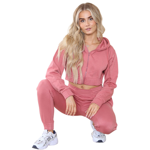 Conjunto Deportivo Elegante Negro para Mujer, Sudadera Corta con Capucha, Pantalones Jogger, Ropa Deportiva Informal para Fitness, Atuendo de Invierno - Product Image 5