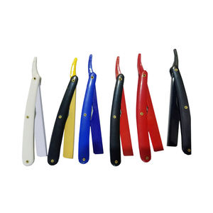 Durable Stainless Steel Folding <b>Straight</b> <b>Razor</b> with Plastic Handle for Professional Salon Men's Face & Bikini Shaving - Product Image 3