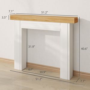 Caminetti Elettrici Moderni Indipendenti con Gambe, 130 cm L x 103 cm H, Cornice per Caminetto in Legno Naturale - Product Image 3