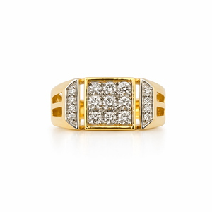 Anillo de Oro Amarillo de 14 Quilates para Hombre con Circonitas Cúbicas en Forma de Cuadrado, Micro Pavé, Piedras Laterales, Anillo de Boda, Regalo, Joyería - Product Image 1