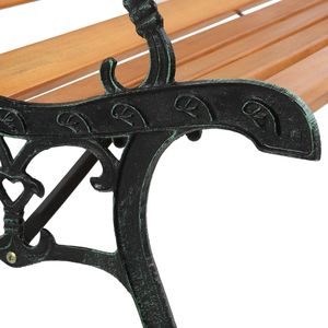 49\" Cast Iron Love Seat with Rose Style Back Hardwood Patio Bench for Garden Porch or Deck - Product Image 3