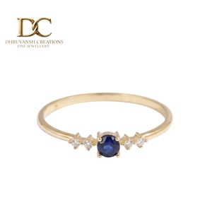 Handcrafted 14KT Solid Gold <b>Ring</b> With Lab Grown Diamond and Royal <b>Blue</b> Sapphire New Elegant Design Women's Wedding Jewelry - Product Image 1