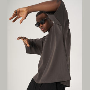 T-shirt pour homme en coton 100% uni, col rond, respirant, séchage rapide, design logo, coupe classique - Product Image 2