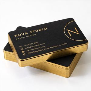 Impresión de Tarjetas de Visita Personalizadas, Papel Grueso, Estampado en Lámina Dorada, Laminación Mate, Tamaño Estándar para Marca Corporativa - Product Image 1
