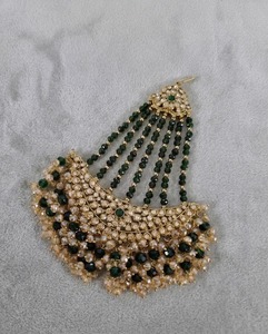 Accessoires capillaires traditionnels Pasa, bijoux de mariage multicouches plaqués or antique avec perles de cristal pour mariée - Product Image 6