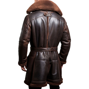 Trench Leather <b>Coat</b> <b>Men</b> Genuine Cow Skin High Quality Sherpa Shearling Waterproof Hooded Regular Length Warm Slim Eco-Friendly - Product Image 4