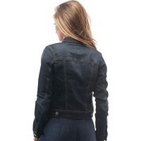 Femmes Vintage décontracté Denim vestes col montant Style universitaire lavé plaine Jean manteau à la mode tricoté pour l'hiver