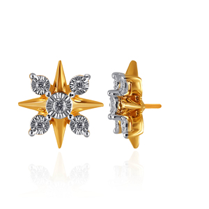 Boucles d'oreilles en forme d'étoile serties de diamants, plaquées or 18 carats, diamants naturels taille brillant rond, bijoux de luxe pour femmes, à porter au quotidien - Product Image 4