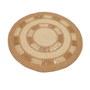 Handmade Eco-Friendly Round <b>Jute</b> <b>Rug</b> Openwork Braided Dual-Tone Area <b>Rug</b> Floor Carpet Wholesale - Product Image 1