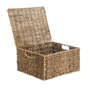 Seagrass Storage <b>Basket</b> <b>with</b> <b>Lid</b> Handmade Storage <b>Basket</b> Wholesale eco-friendly Made in Viet Nam - Product Image 1