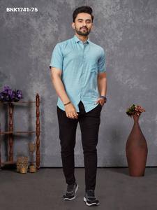 Beautiful Slub Cotton with Solid Short-Sleeve Shirt & Woman's <b>Tunic</b> Combo Collection Online Shopping India Supplier from Surat - Product Image 6