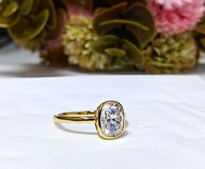 Lurba Jewels 2 Ct Cushion Cut Moissanite Bar Setting <b>Solitaire</b> Engagement <b>Ring</b> Gold Plated 925 Sterling <b>Silver</b> Trendy Wedding - Product Image 2