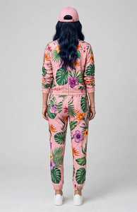 Conjunto Deportivo 2 en 1 para Mujer, Color Marrón y Blanco, Estampado con Bloques de Color, Poliéster/Algodón, Manga Larga, Cuello Alto con Cremallera, Corte Holgado - Product Image 4