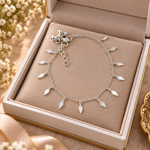 Tobillera de Plata de Ley 925 con Dijes Geométricos en Forma de Gancho, Hechos a Mano, con Microincrustaciones, Cadena de Eslabones, Joyería para Mujer, Venta al por Mayor, Nueva Moda - Product Image 2