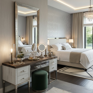 Luxury Full Length Venetian Wall <b>Mirror</b> with Antique <b>Silver</b> Etched Floral Frame|Large Rectangular Dressing <b>Mirror</b> for Home Decor - Product Image 4