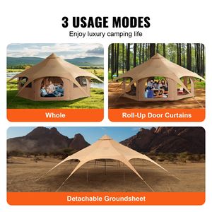 Tenda a Campana in Tela Traspirante per 4 Stagioni, 5m/16.4ft, per Campeggio, Tenda Yurt per 8 Persone con Foro per Stufa, Capacità 2 Persone - Product Image 3