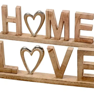 Latest Home Love Wooden Letter Decor Standing Tabletop Accent Rustic Mangoholz Material Elegant <b>Ornament</b> Living Room Decoration - Product Image 1