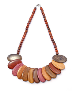 Collar de Cuentas de Madera, Estilo Étnico Bohemio, Elegante, Unisex, Joyería Única, Diseño Ovalado Rojo Marrón, Collares con Colgante para Mujer - Product Image 5