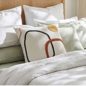Abstract Geometric Embroidered <b>Square</b> Cushion Cover Modern Home Decor <b>Pillow</b> <b>Case</b> Cotton Polyester Linen Mix - Product Image 3