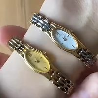 Nouvelle Montre à Quartz Minimaliste pour Femme, Plaquée Or, Rétro Mode avec Bracelet, Cadeau d'Amour, Luxe Unique, Cadran à Aiguilles Nobles