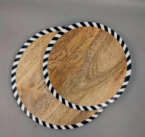 Premium Quality Natural Wooden Serving Plate With Resin Stripes <b>Dinnerware</b> Tableware Serving Plate Christmas Gift At best Price - Product Image 1