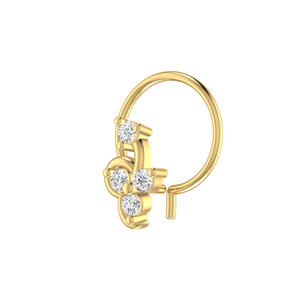 Bijoux de piercing fin en or 14 carats Épingle de nez en diamant naturel de 0,08 ct avec motif Blossom Glow - Product Image 4